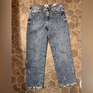 Nordstrom rack Blue Straight-Leg Jeans with Daisy Embroidery